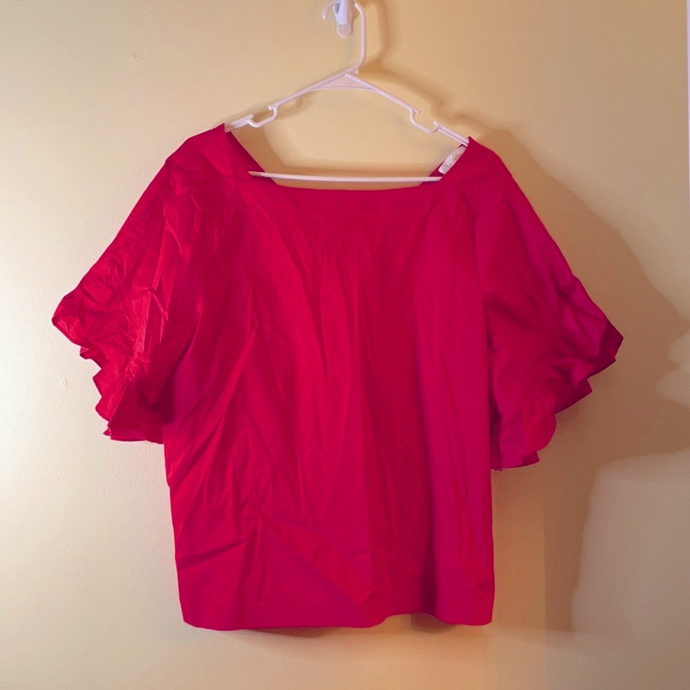 NWOT Laundry by Shelli Segal red ruffle blouse